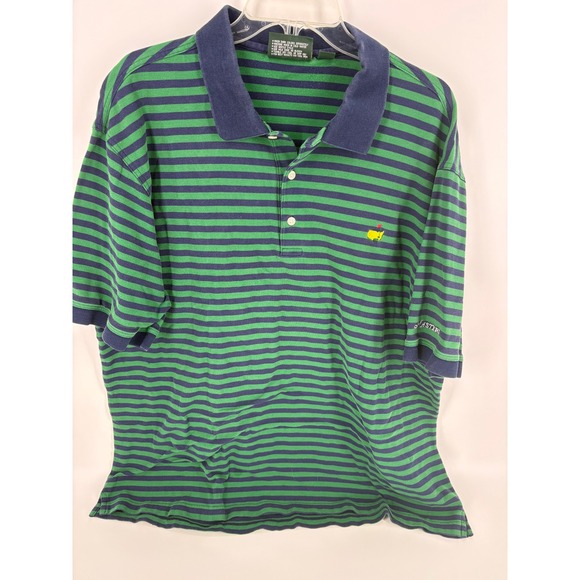 Masters Collection Golf Polo Shirt XXL Green Blue Striped Short Sleeve Augusta - Picture 1 of 8